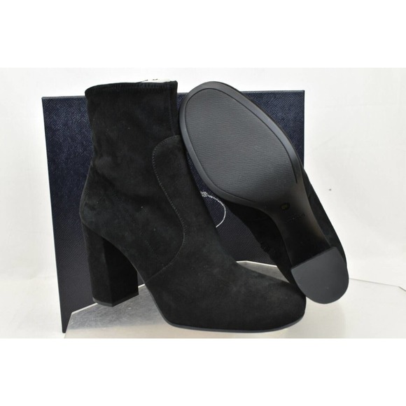 PRADA 1T193F BLACK SUEDE SHORT ANKLE ZIPPER CLASSIC PUMPS BOOTS 40 $975 ITALY - Picture 11 of 12